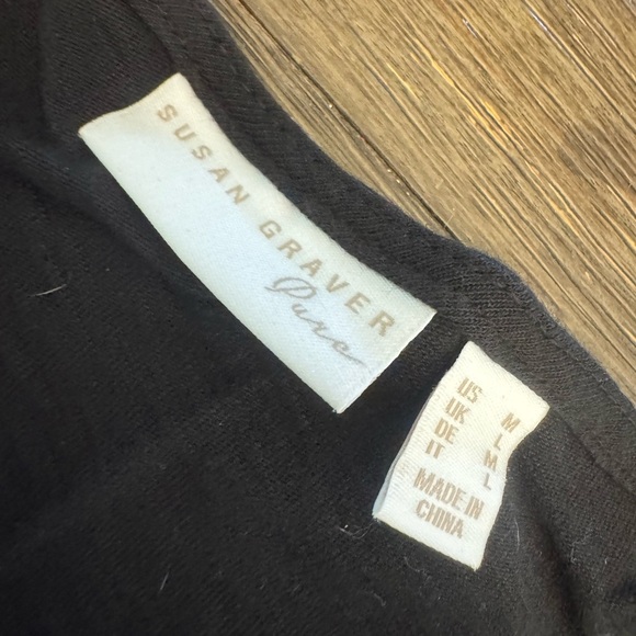 Susan Graver Black Blouse with Eyelet Sleeves size medium - Picture 2 of 2